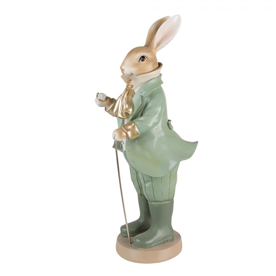 Statua decorativa coniglio con giacca verde in resina - H.40 cm - Clayre&Eef